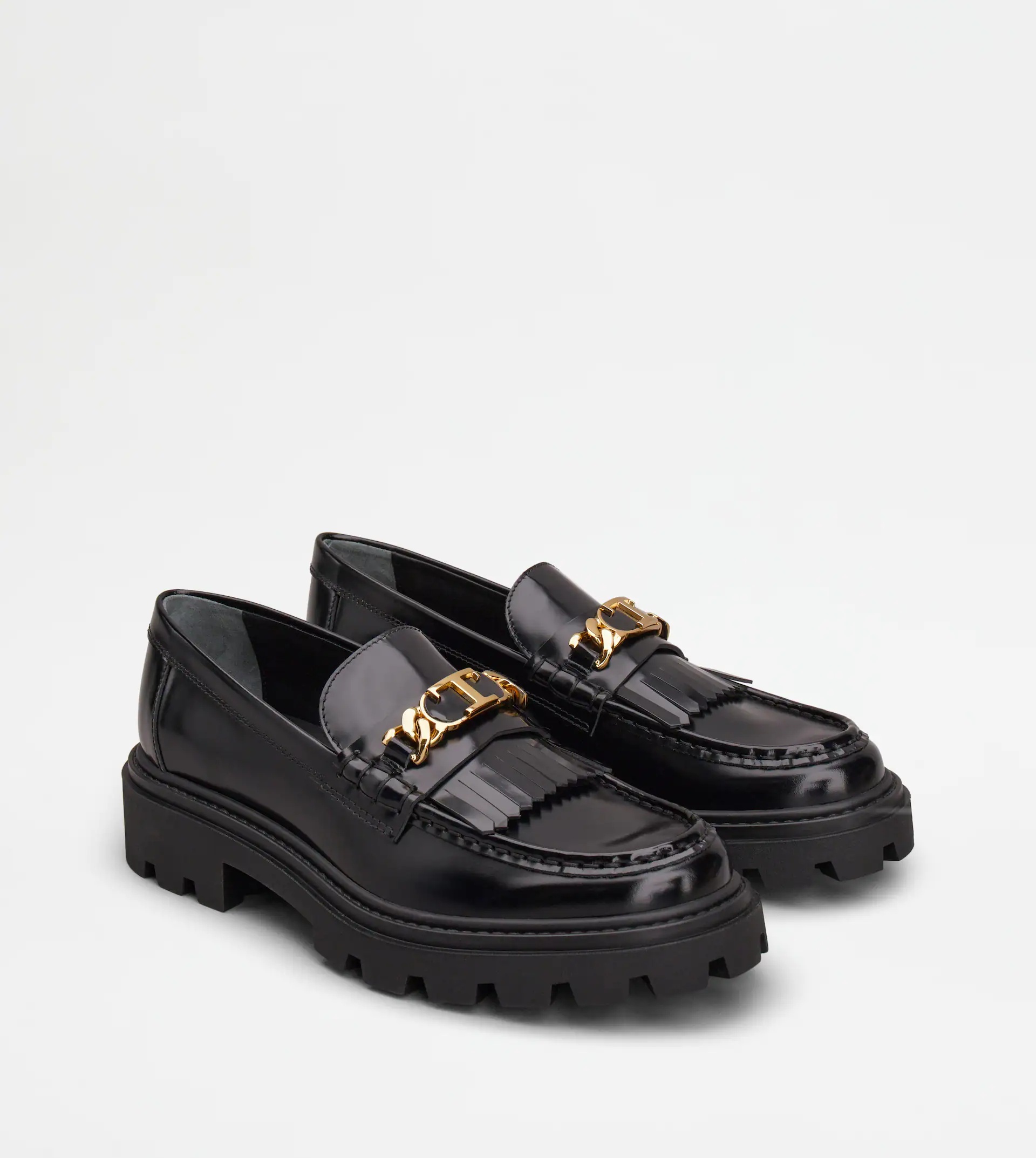 TOD'S FRINGED LOAFERS IN LEATHER - BLACK - 3