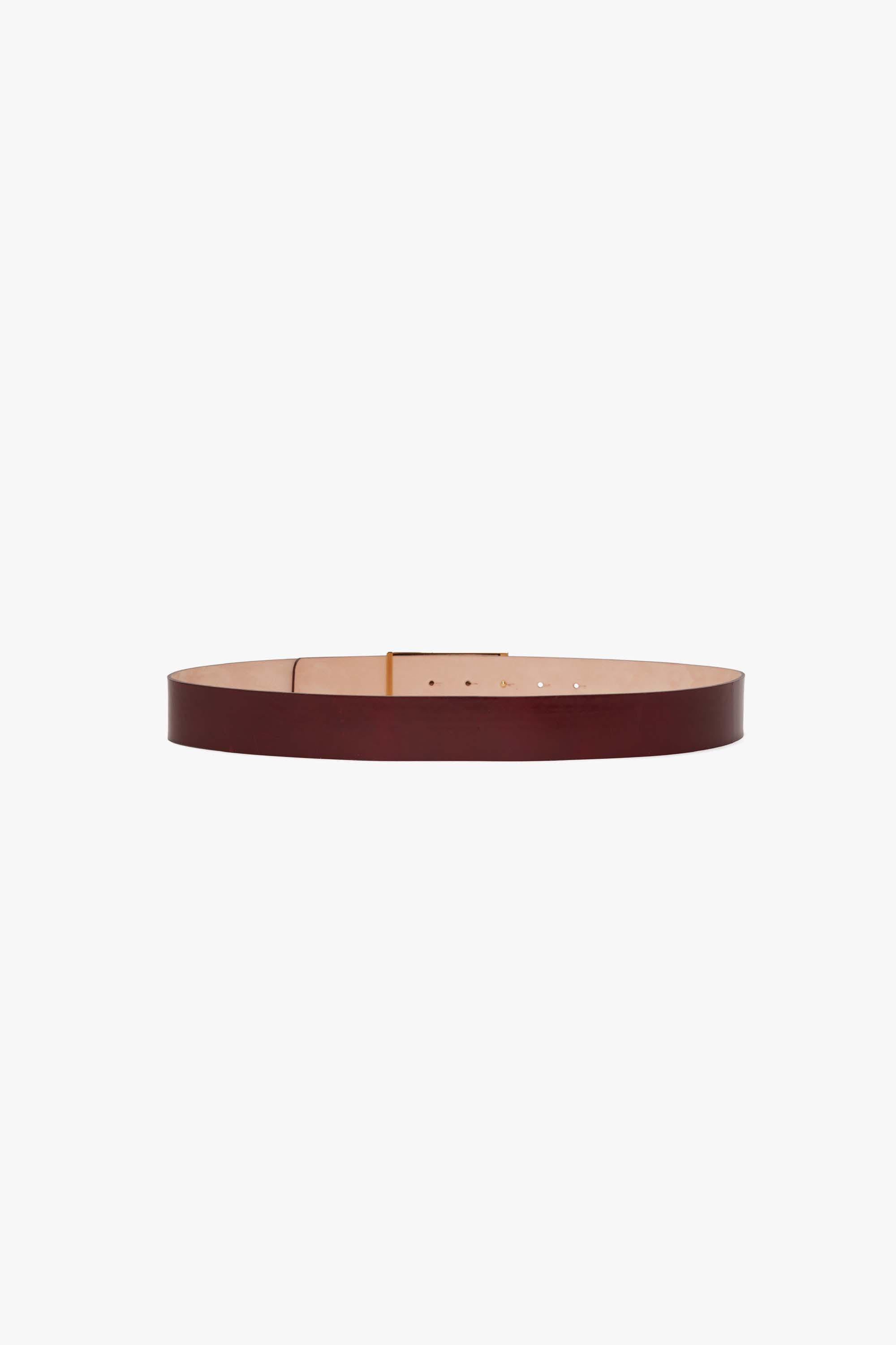 Jumbo Frame Belt In Burgundy Glossed Leather - 4