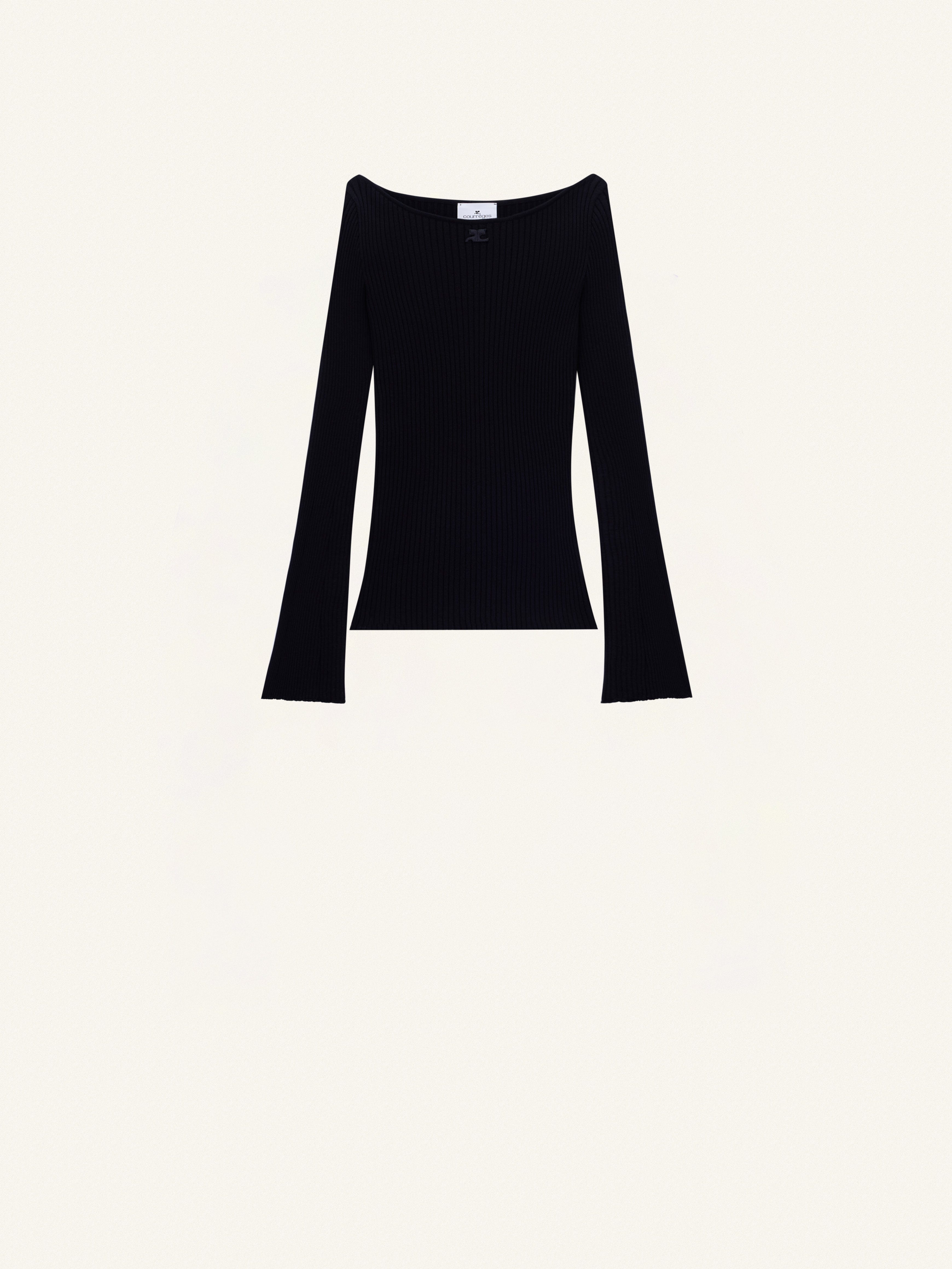 BOAT NECK RIB KNIT SWEATER - 1