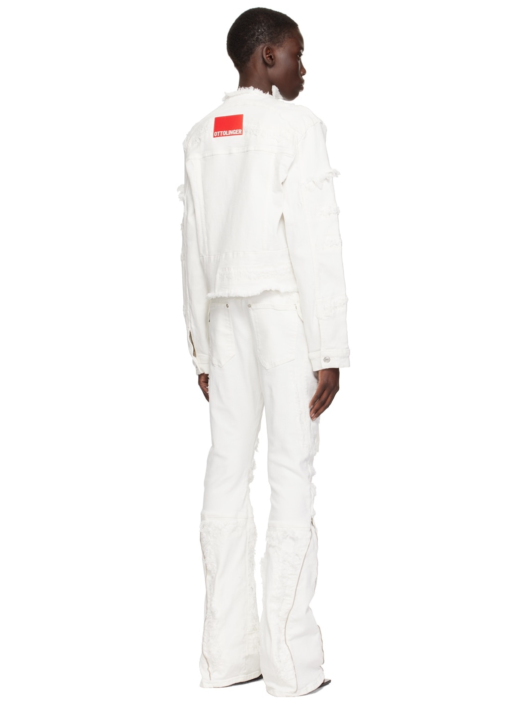 White Cropped Denim Jacket - 3