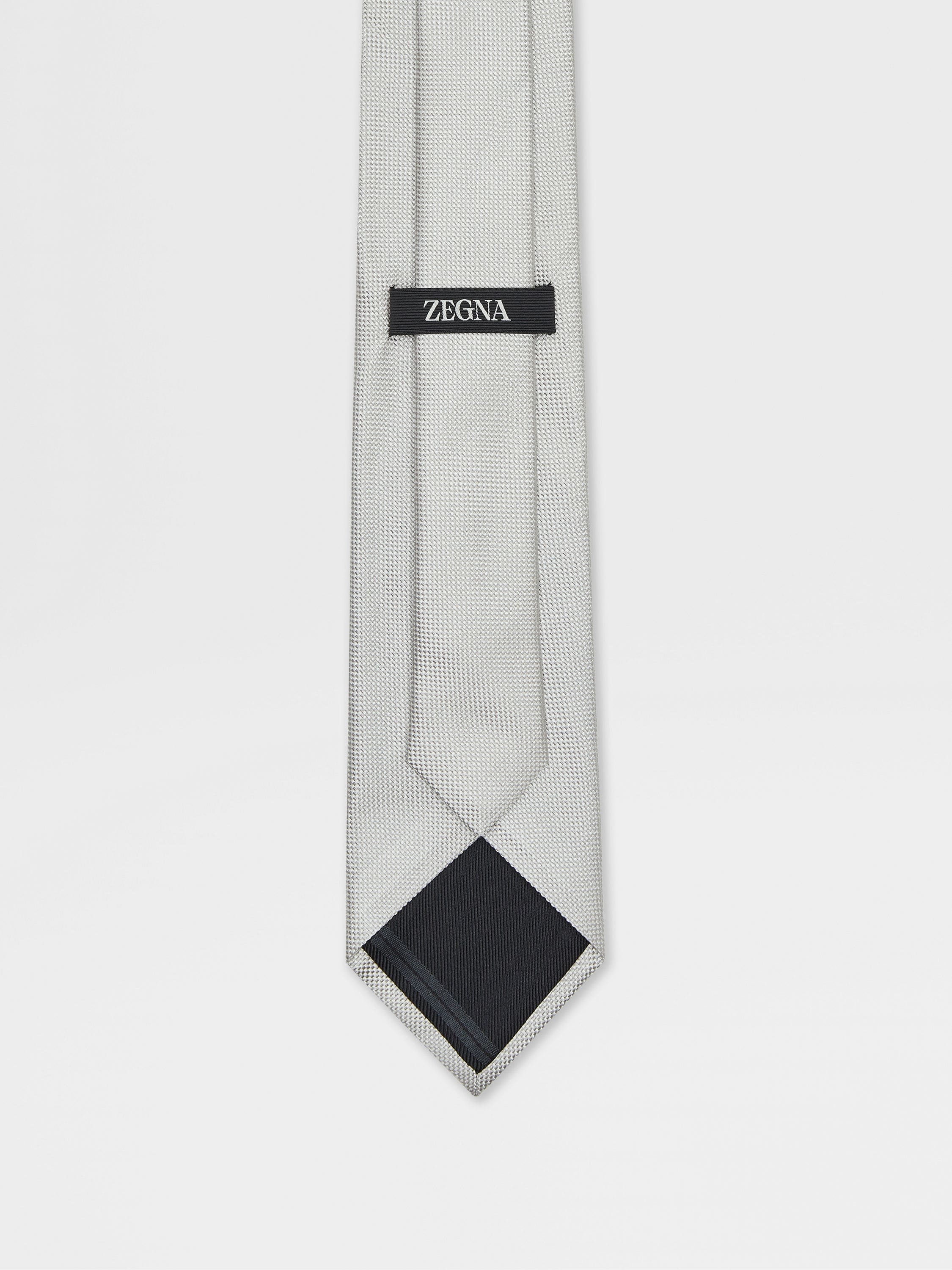 LIGHT GREY SILK TIE - 3