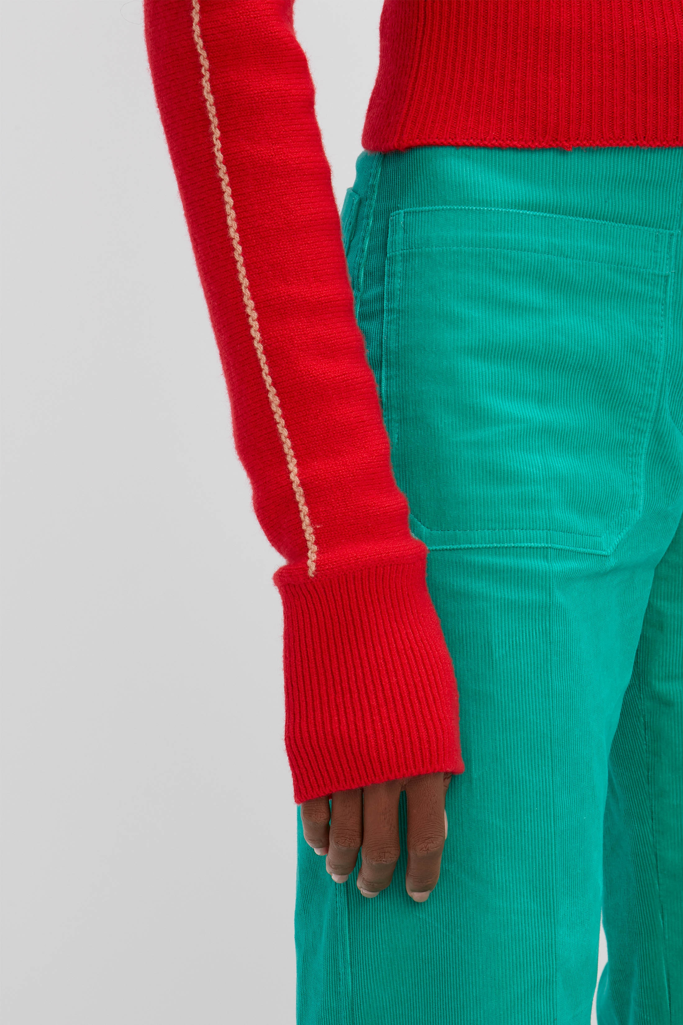 Polo Neck Cashmere Jumper in Red - 6
