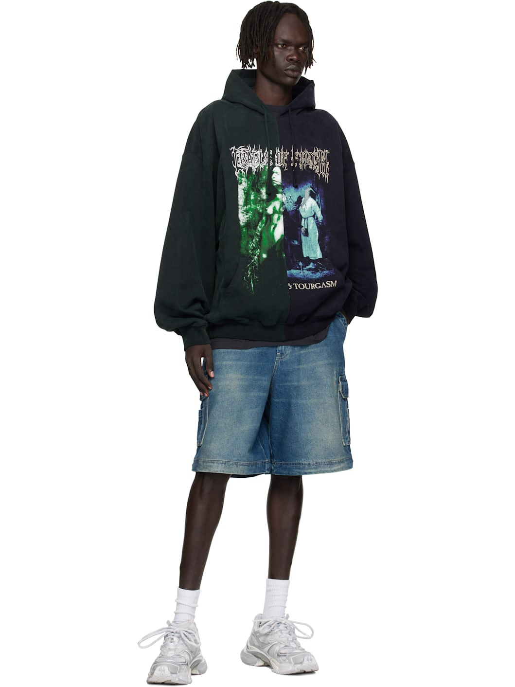Navy & Green Cradle of Filth Cut-Up Oversized Hoodie - 4