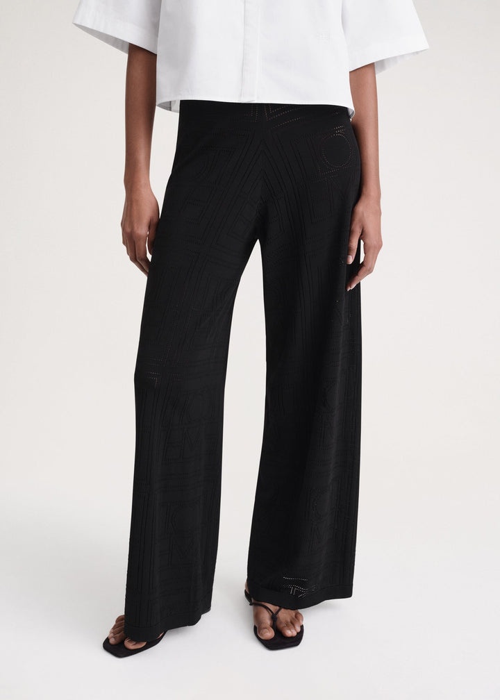 Monogram pointelle trouser black - 5