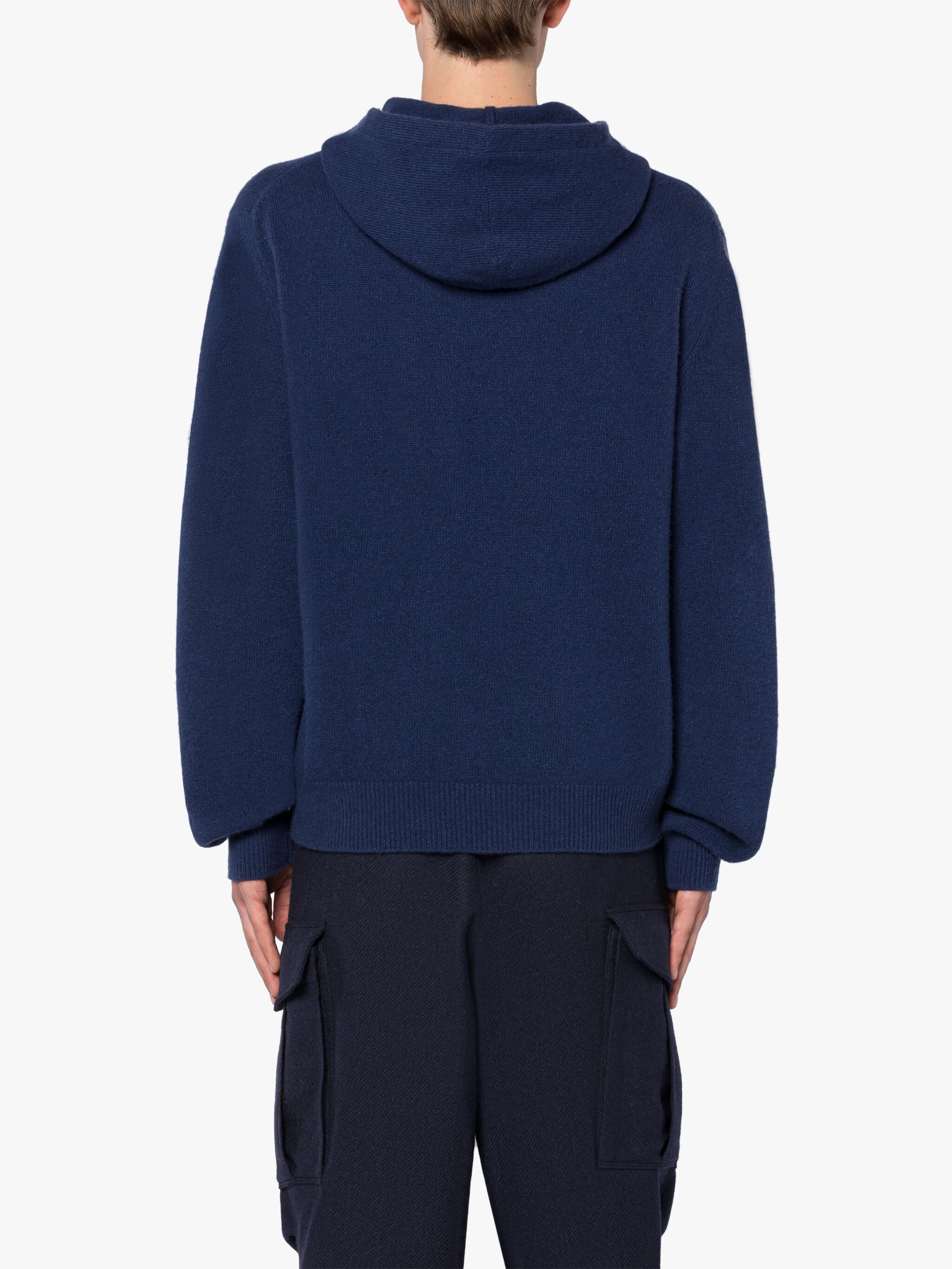 WIVERTON INDIGO MERINO WOOL & CASHMERE HOODED SWEATER - 3