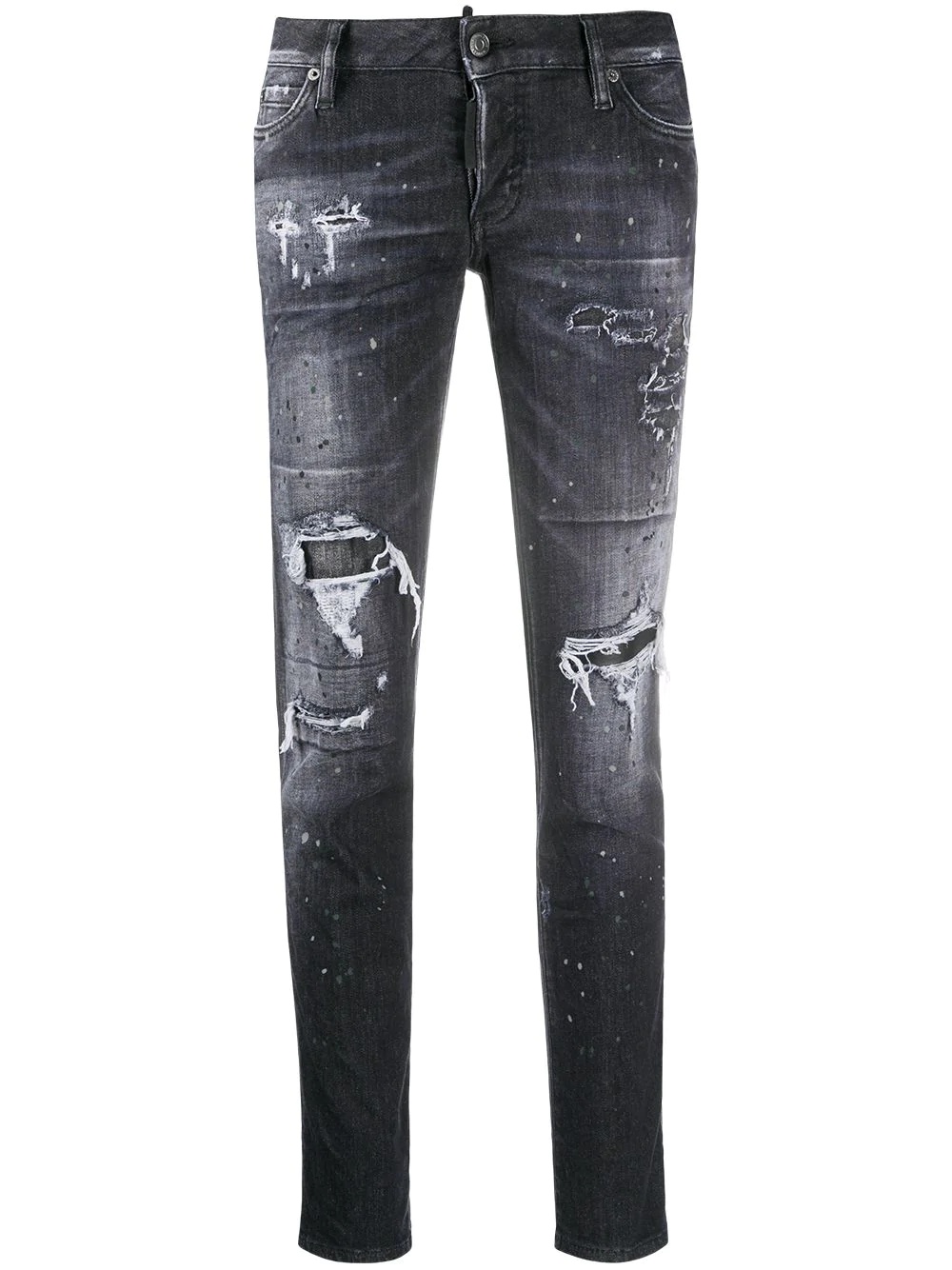 shredded patch slim jeans - 1