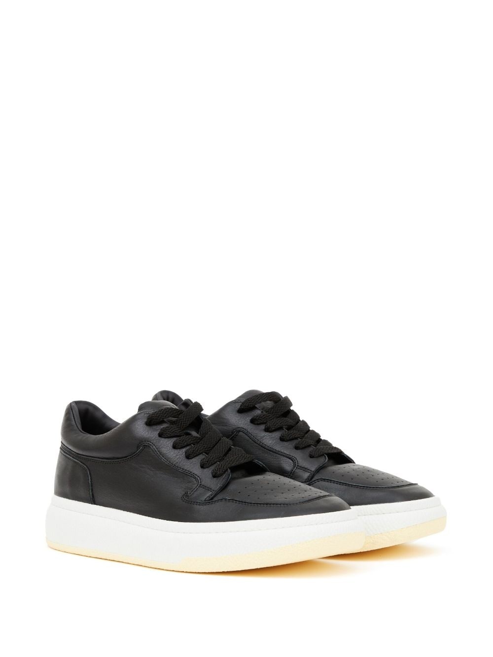 square-toe leather low-top sneakers - 2