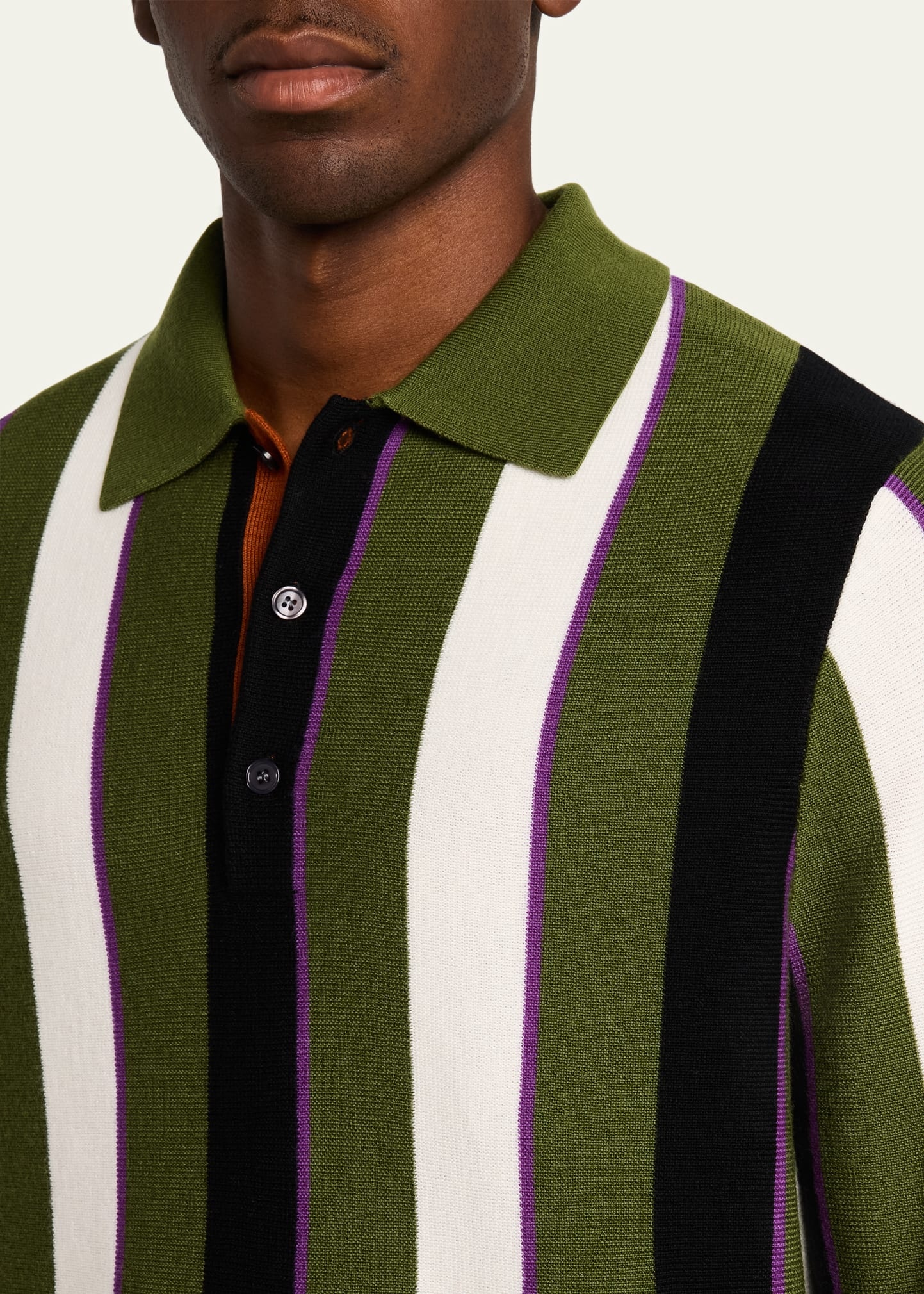 Men's Vertical Block Stripe Polo Sweater - 5