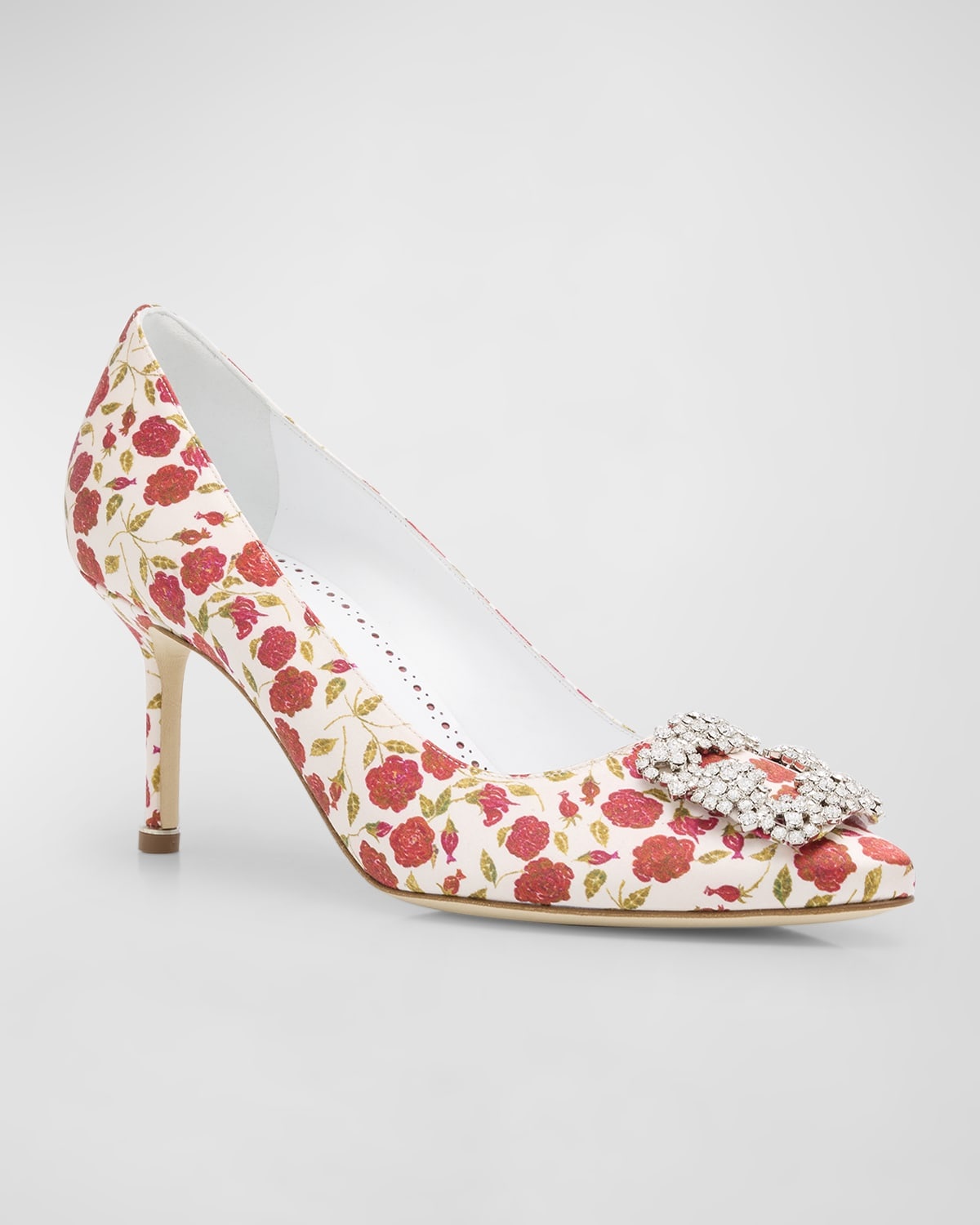 Hangisi Floral Silk Buckle Pumps - 3