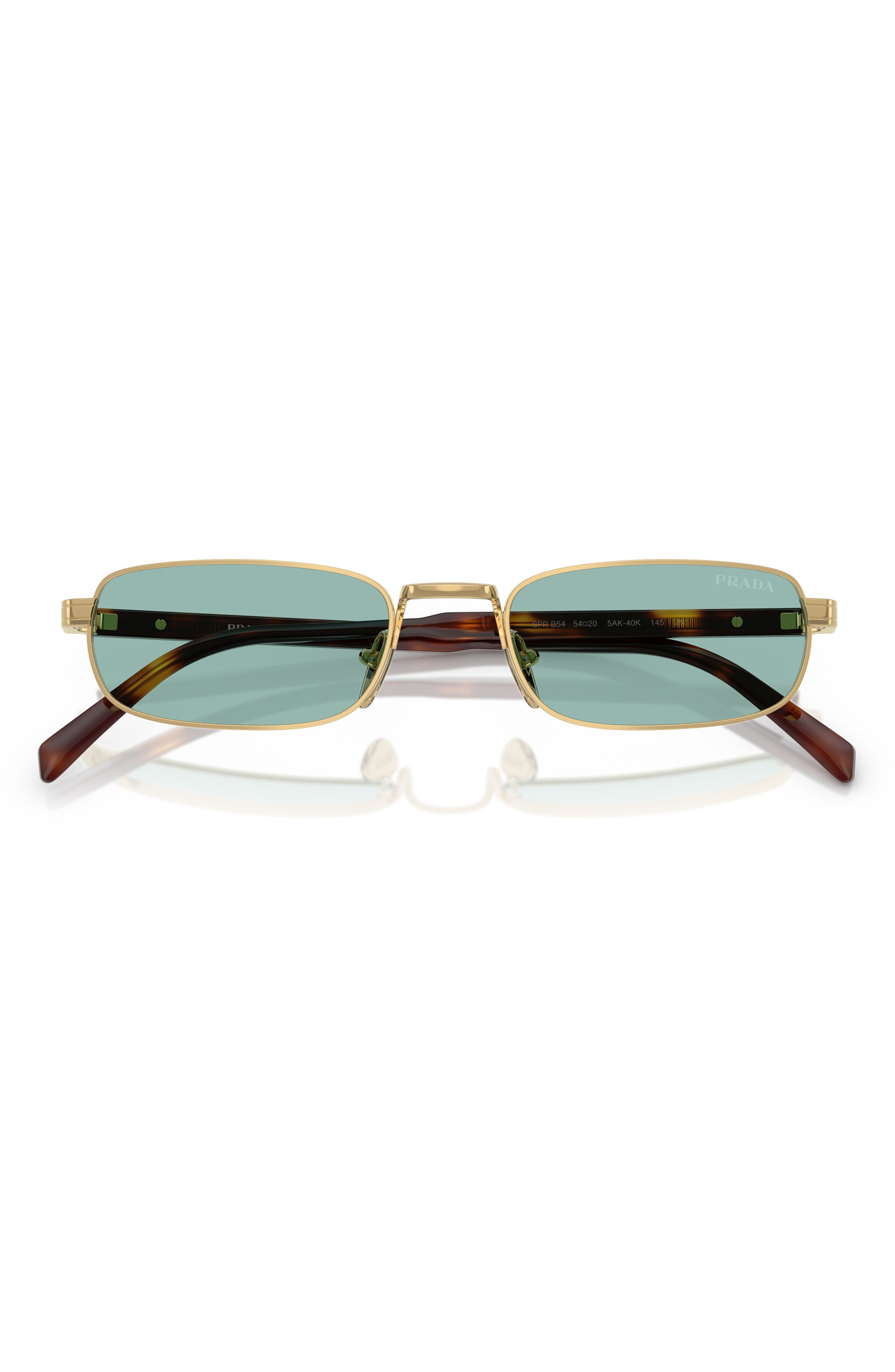 Prada 54mm Rectangular Sunglasses in Gold /Petrol Green at Nordstrom - 5