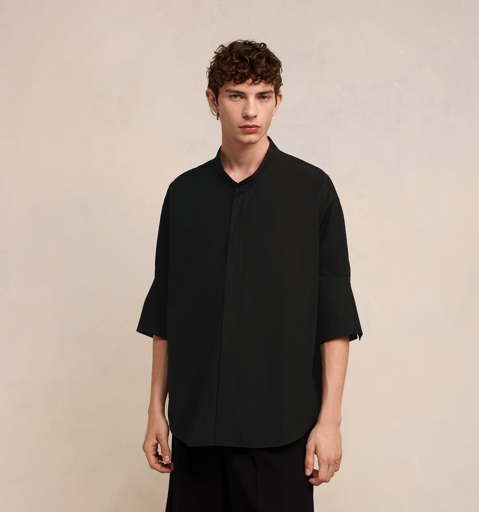 Oversize Shirt With Mao Collar - 6