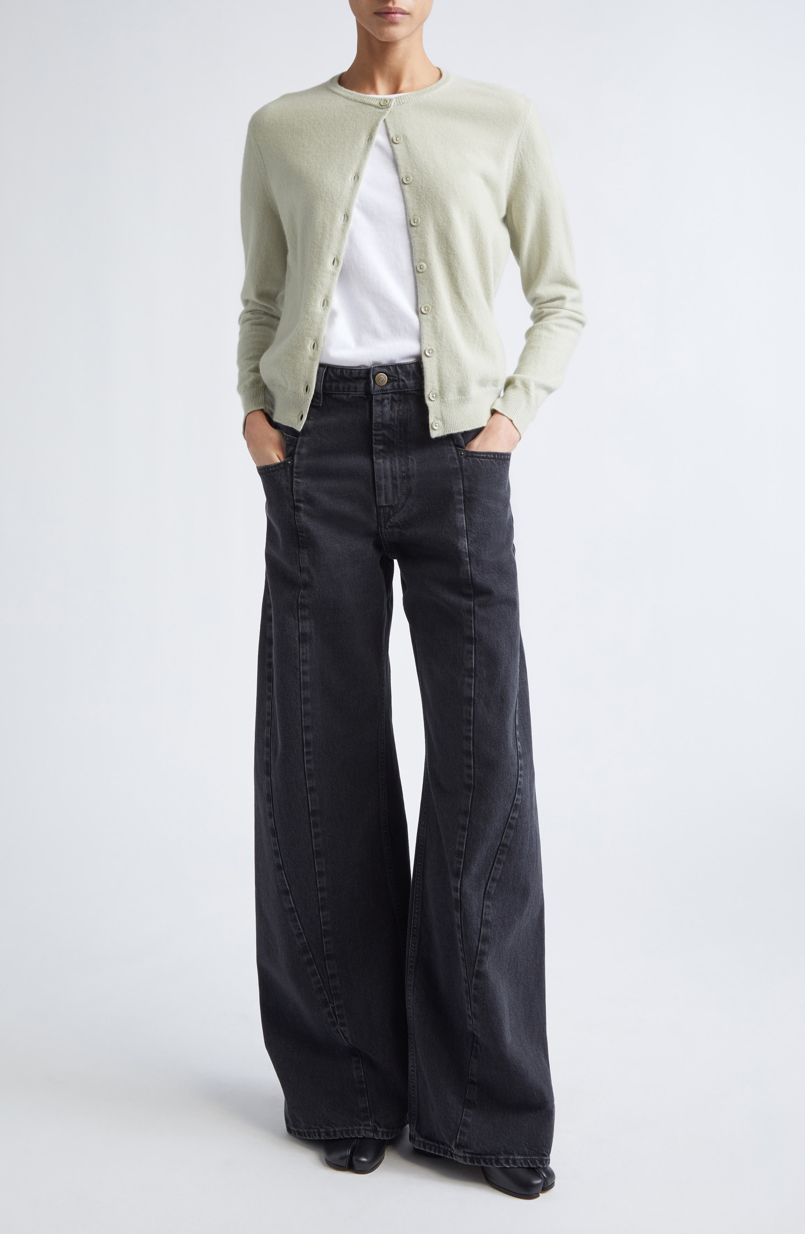 Maison Margiela Virgin Wool Cardigan in Pale Green at Nordstrom - 2