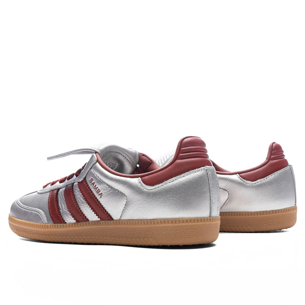 WOMEN'S SAMBA LONG TONGUE - SILVER METALLIC/PRELOVED RUBY/GUM - 3