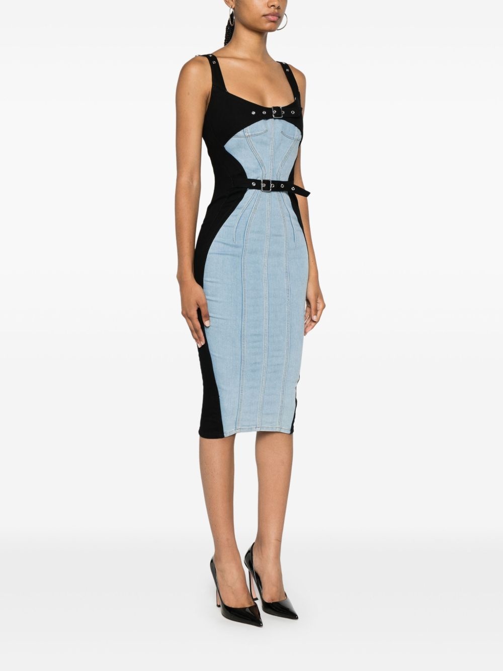 panelled denim midi dress - 3