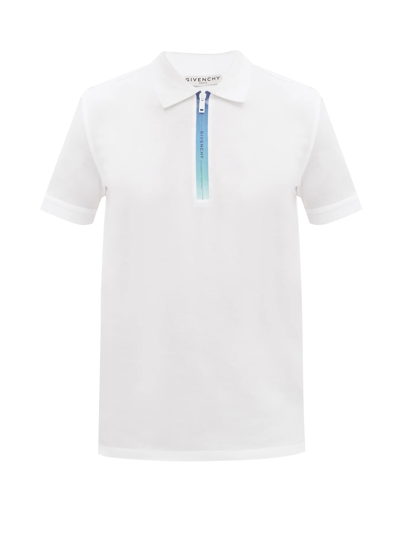 Ombré-zipped cotton-piqué polo shirt - 1