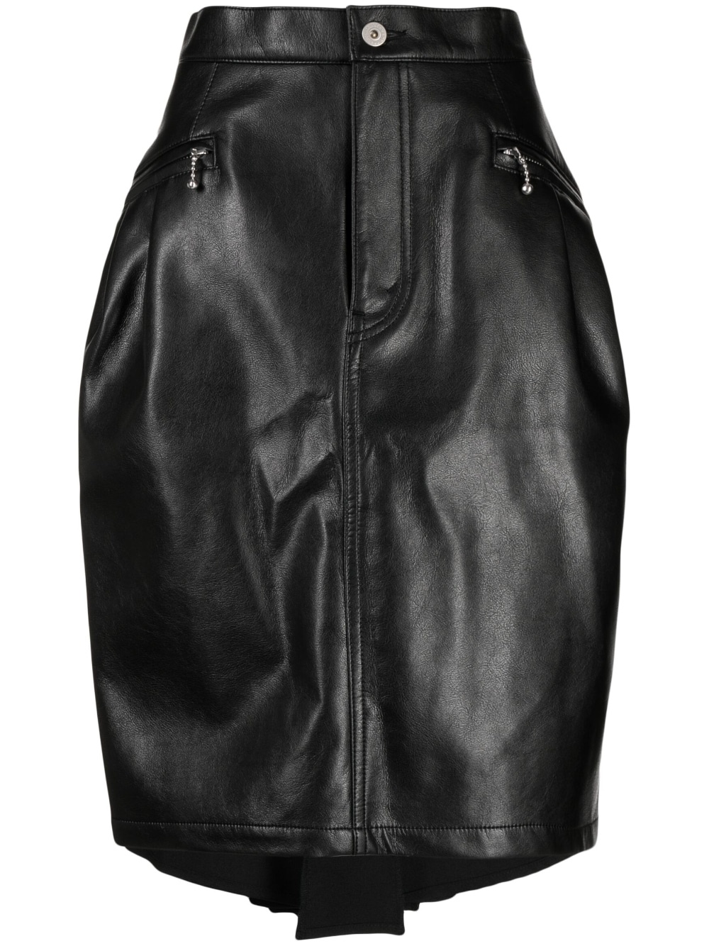 asymmetric draped leather skirt - 1