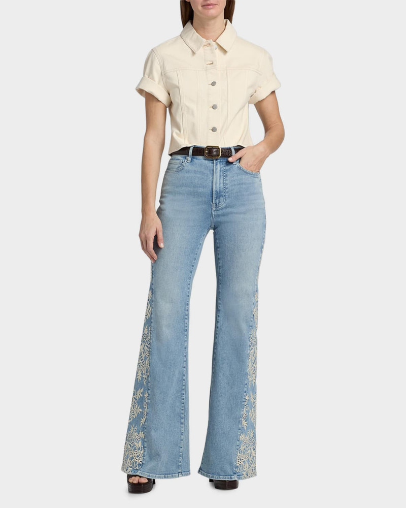 VERONICA BEARD Malcom Short-Sleeve Cropped Denim Jacket outlook