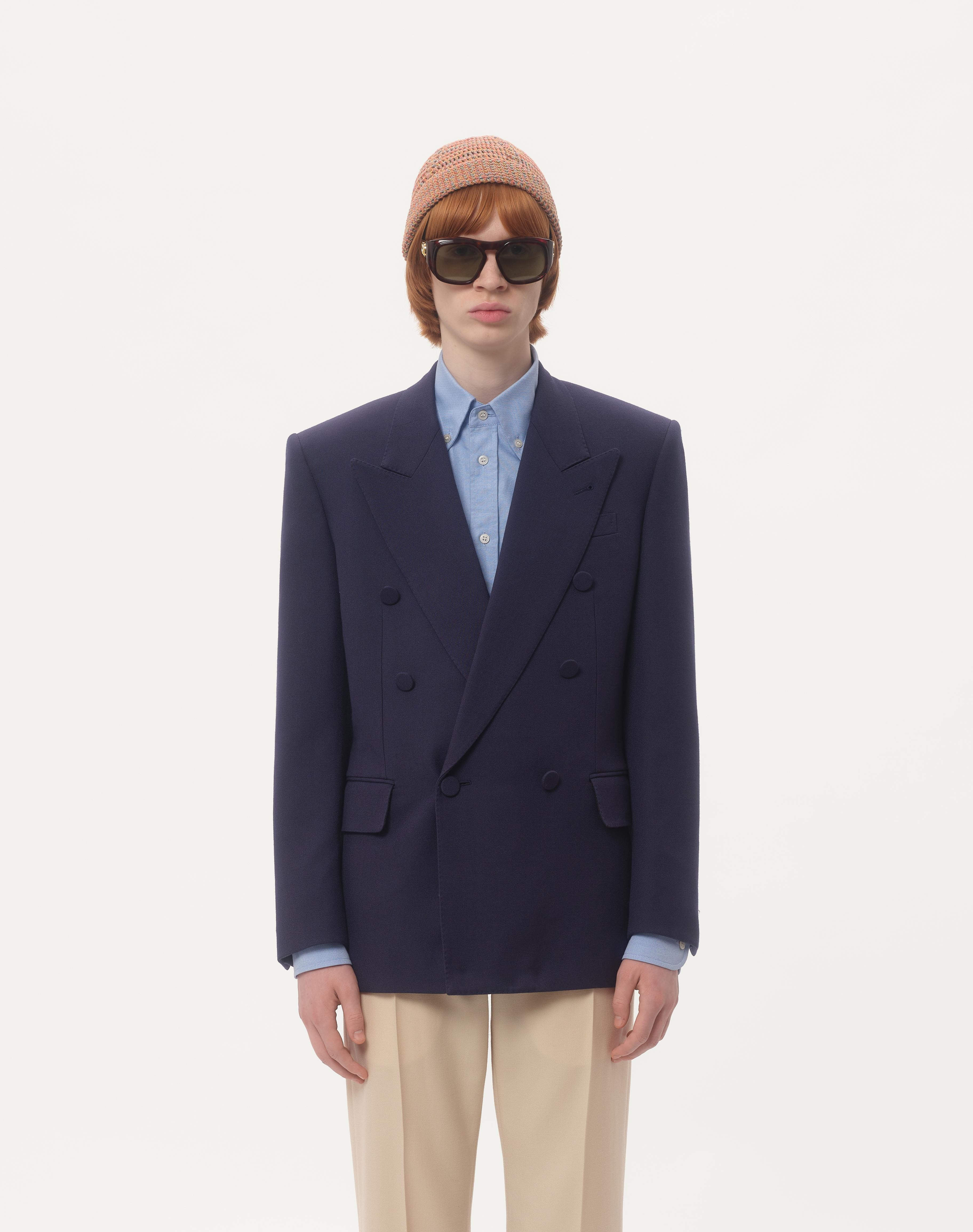 DOUBLE-BREASTED JACKET IN WOOL GABARDINE - 5