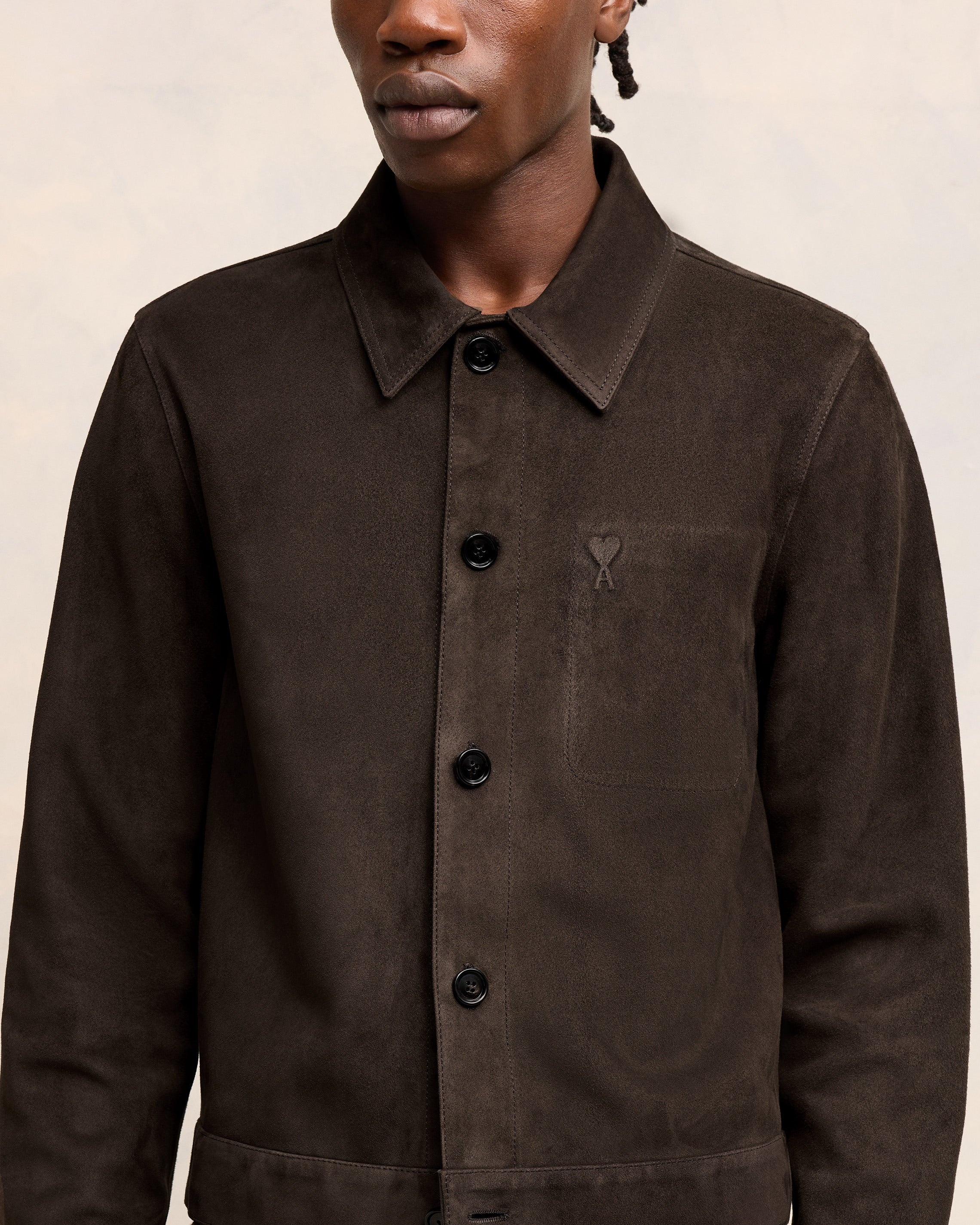 LEATHER BUTTONED OVERSHIRT - 4