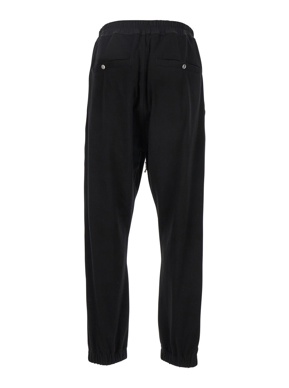 Rick Owens Men Black Track Pants With Oversized Drawstring In Wool Man - 2