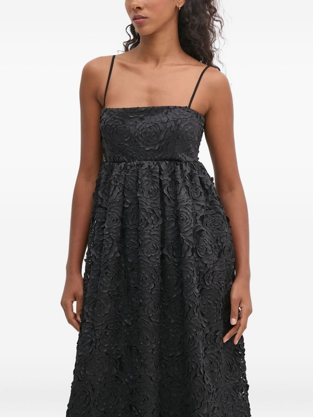 rose-embellished midi dress - 3