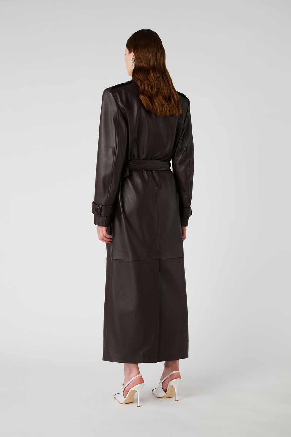 LEATHER DOUBLE BREASTED COAT WITH BELT - 5