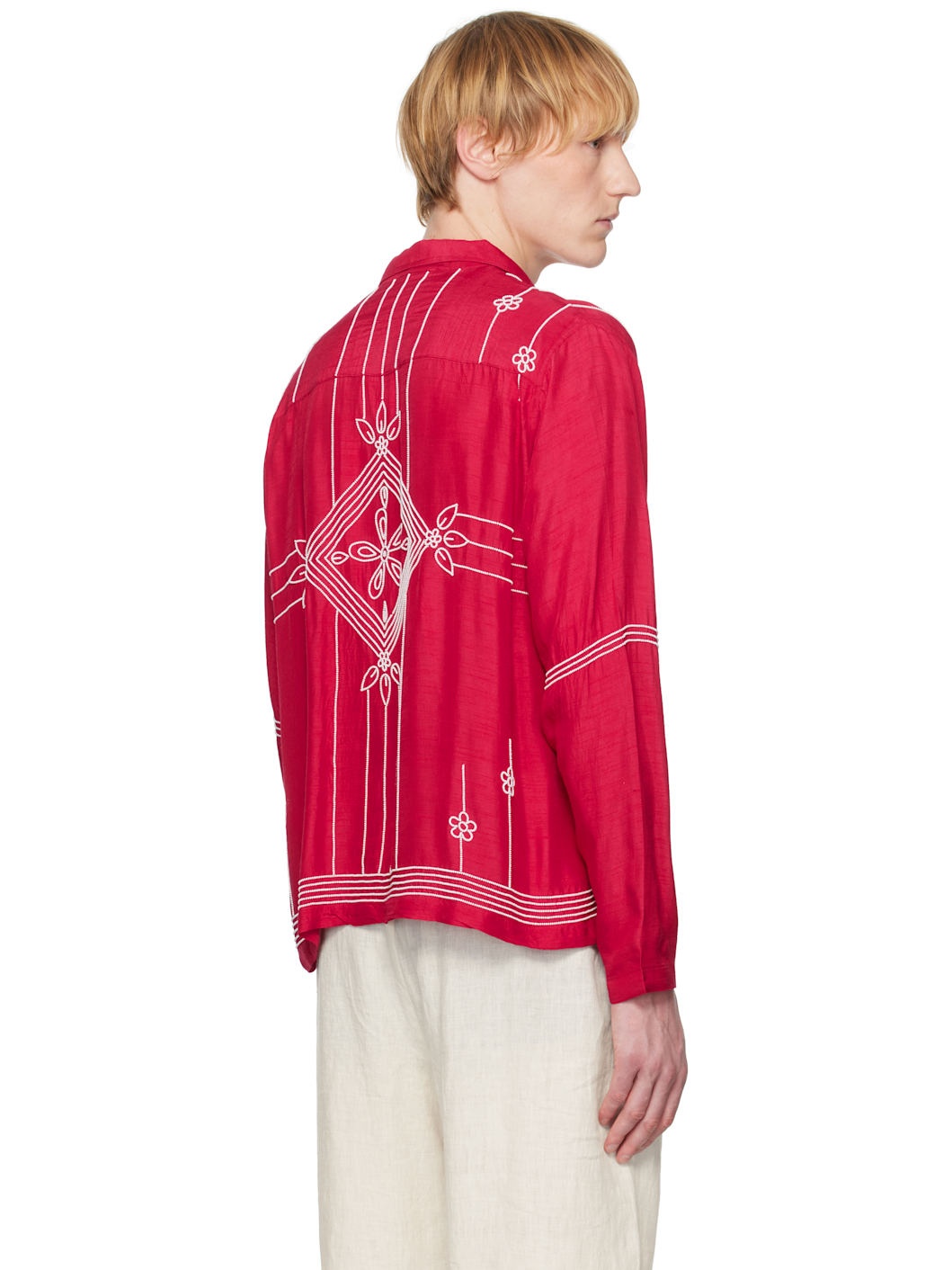 Red & White Beadwork Shirt - 3