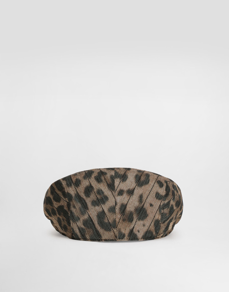 Dolce & Gabbana Leopard-print jacquard flat cap outlook