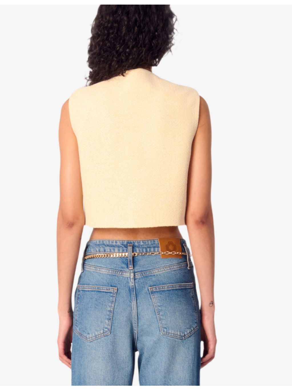 Sleeveless Cropped Regular-Fit Tweed Jacket - 4