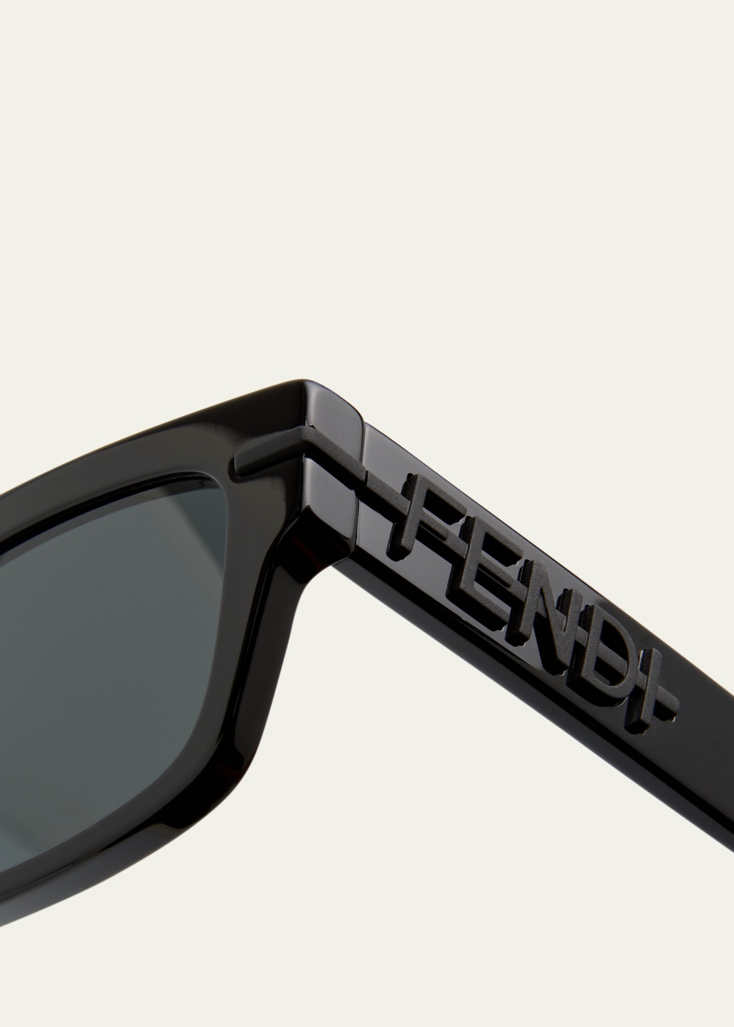 Fendi Men's Raised Logo Rectangle Sunglasses