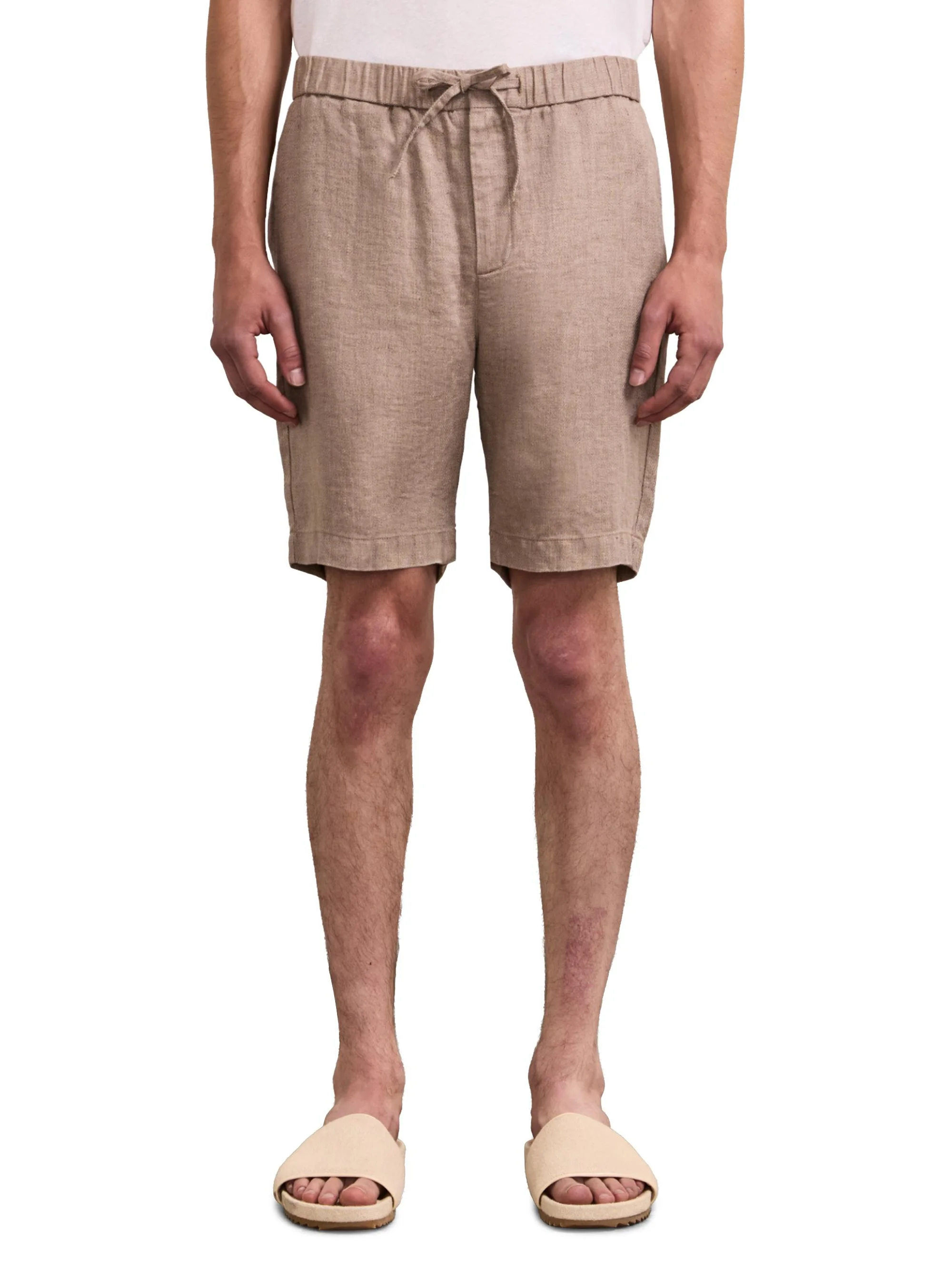 Men's Felipe Linen-Cotton Drawstring Shorts - Khaki - 1