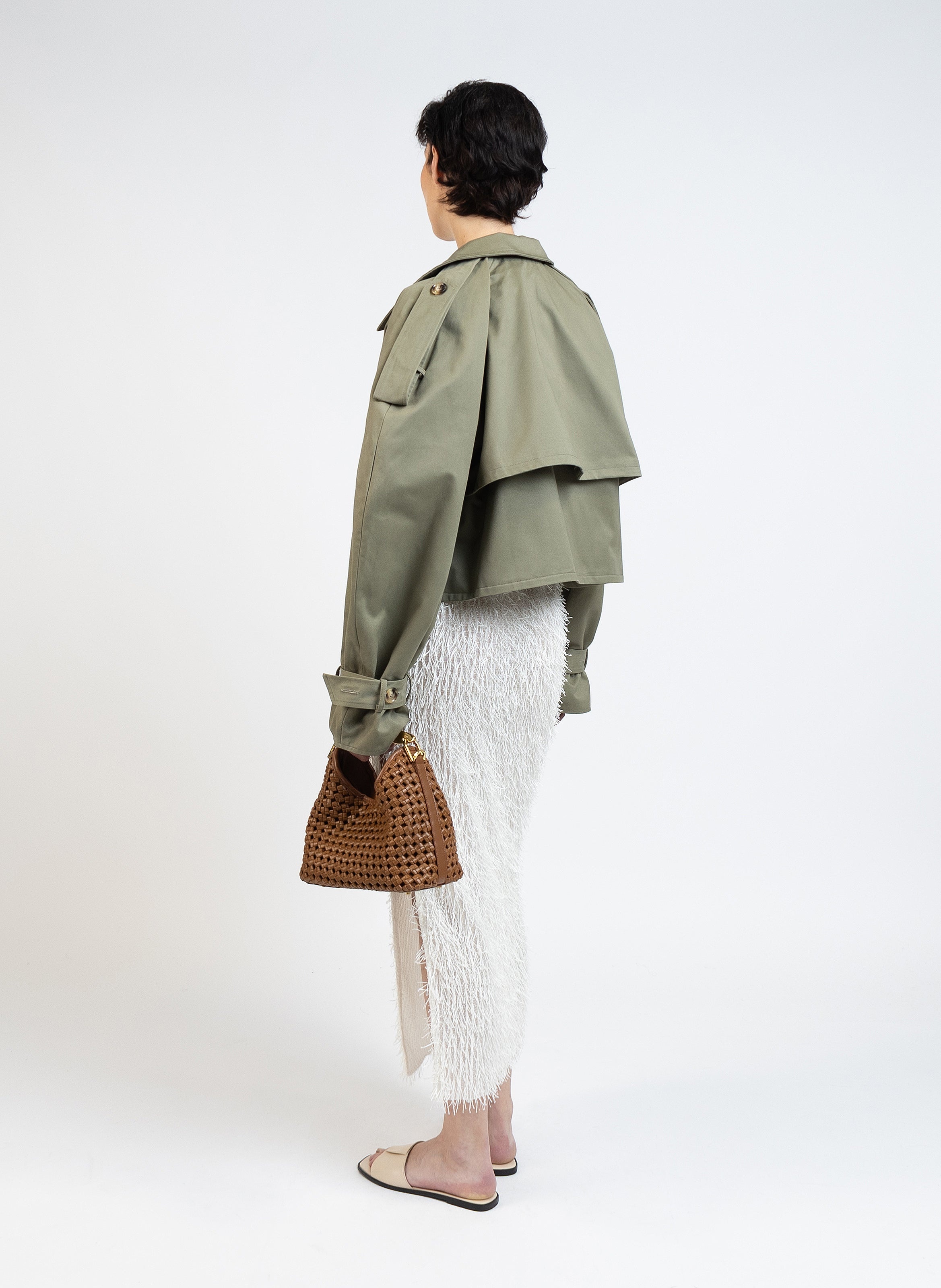 Cropped Trench Coat/Khaki - 4