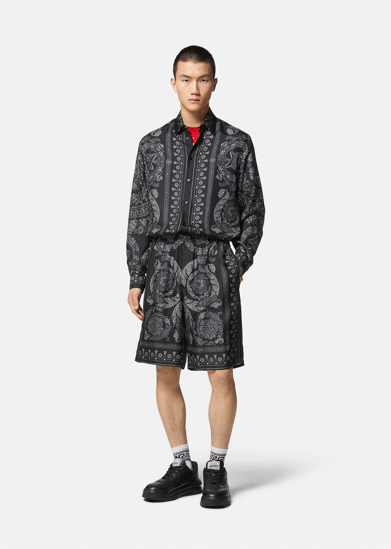 VERSACE Barocco Silhouette Silk Shorts outlook