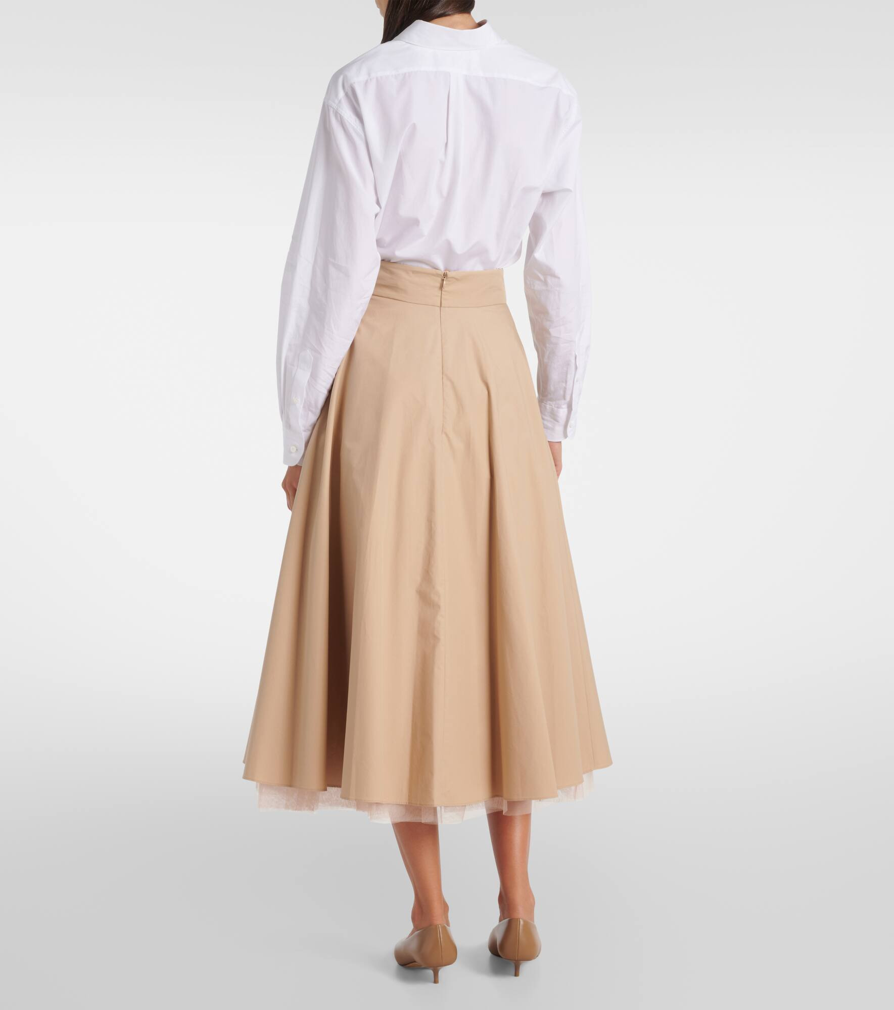 Light Touch cotton and tulle midi skirt - 3