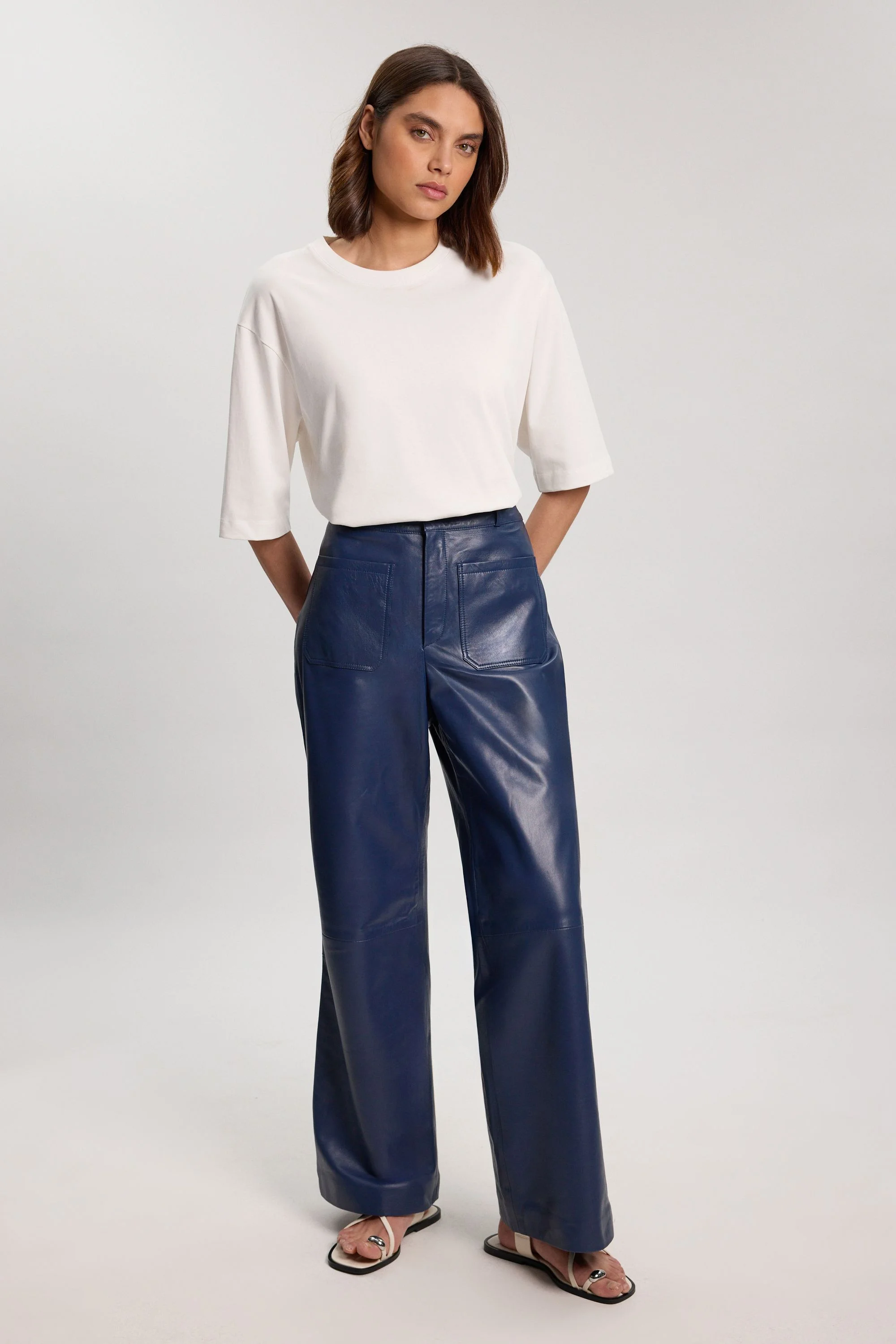 Leather Straight Leg Trouser - 1