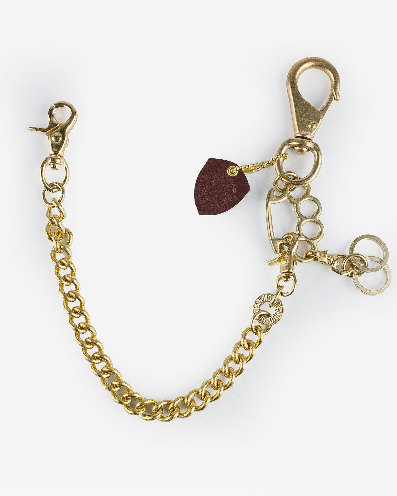 Brass-W14 Wallet Chain with Rings and Clip - Brass - 1
