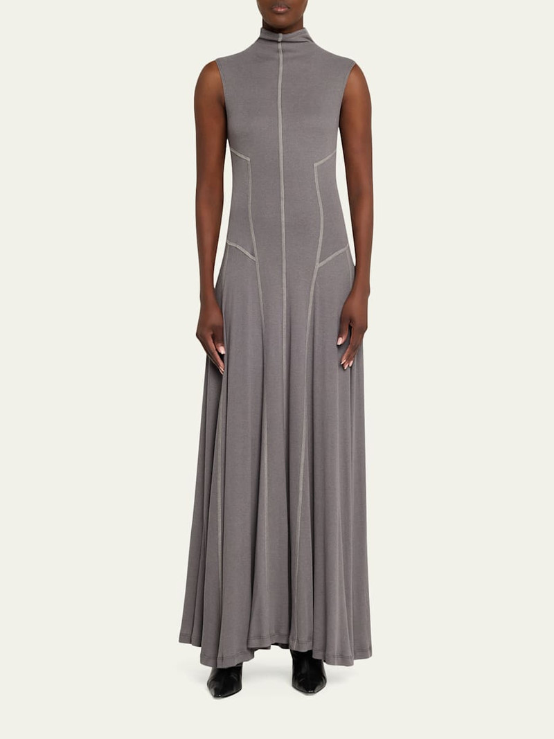 JANE/WADE High-Neck Rib-Knit Gown outlook