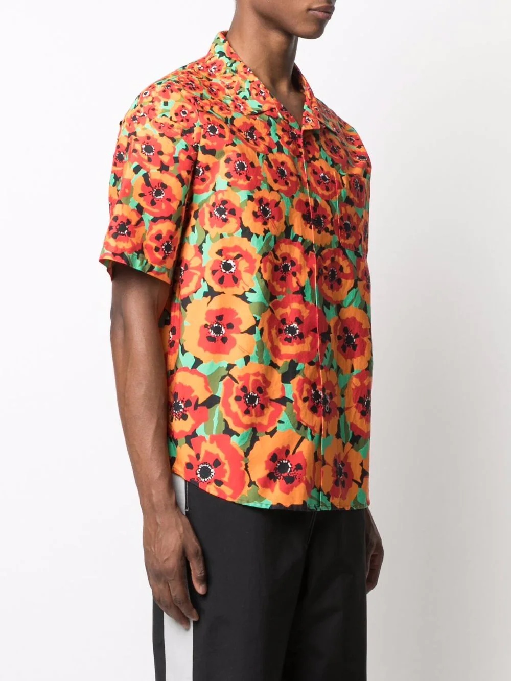 poppy-print short-sleeved shirt - 3