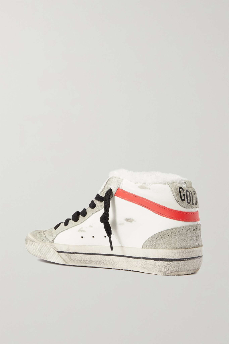 Mid Star shearling-lined distressed leather and suede sneakers 3
