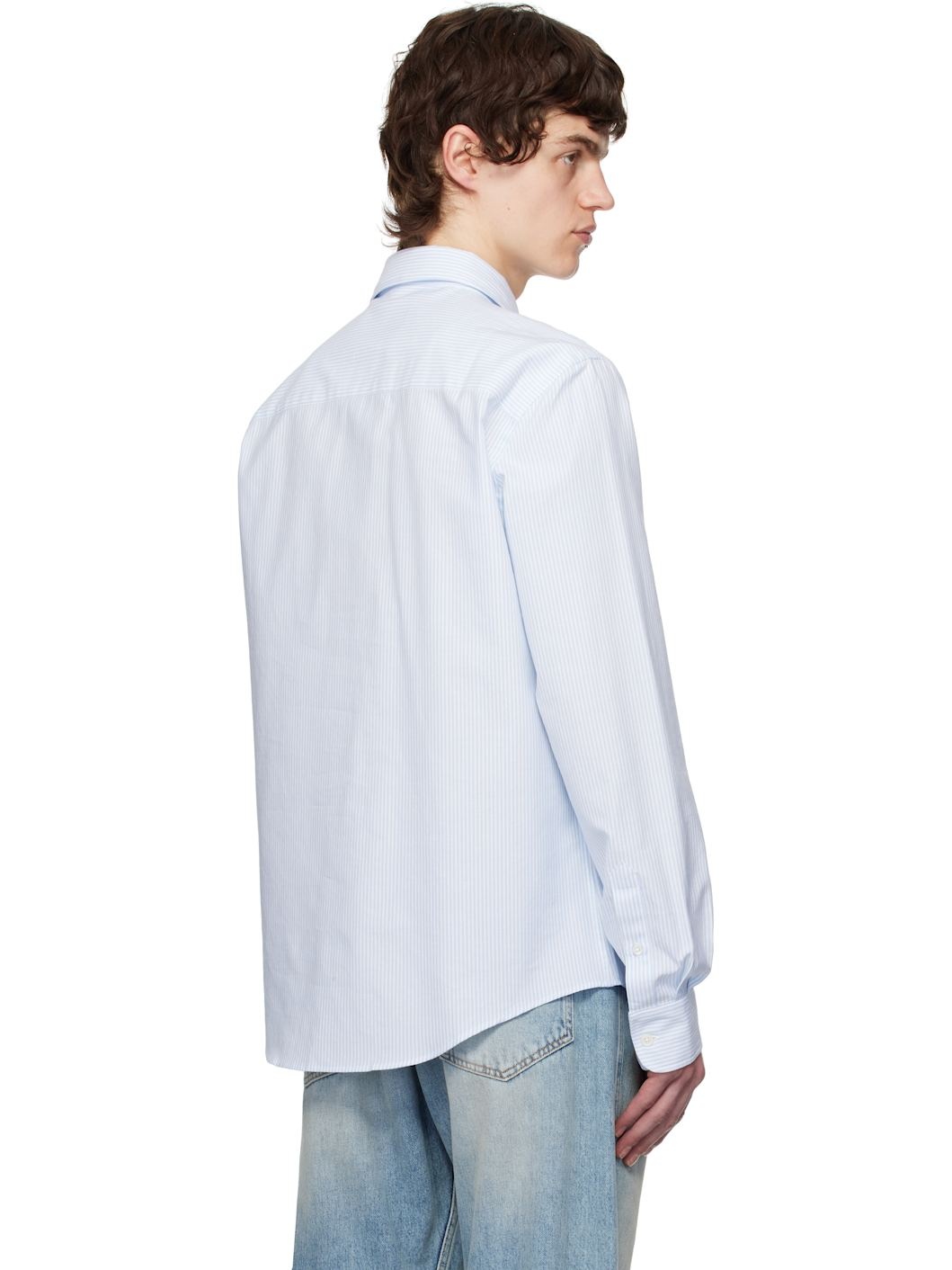 White & Blue Cotton Button-Down Ami de Coeur Shirt - 3