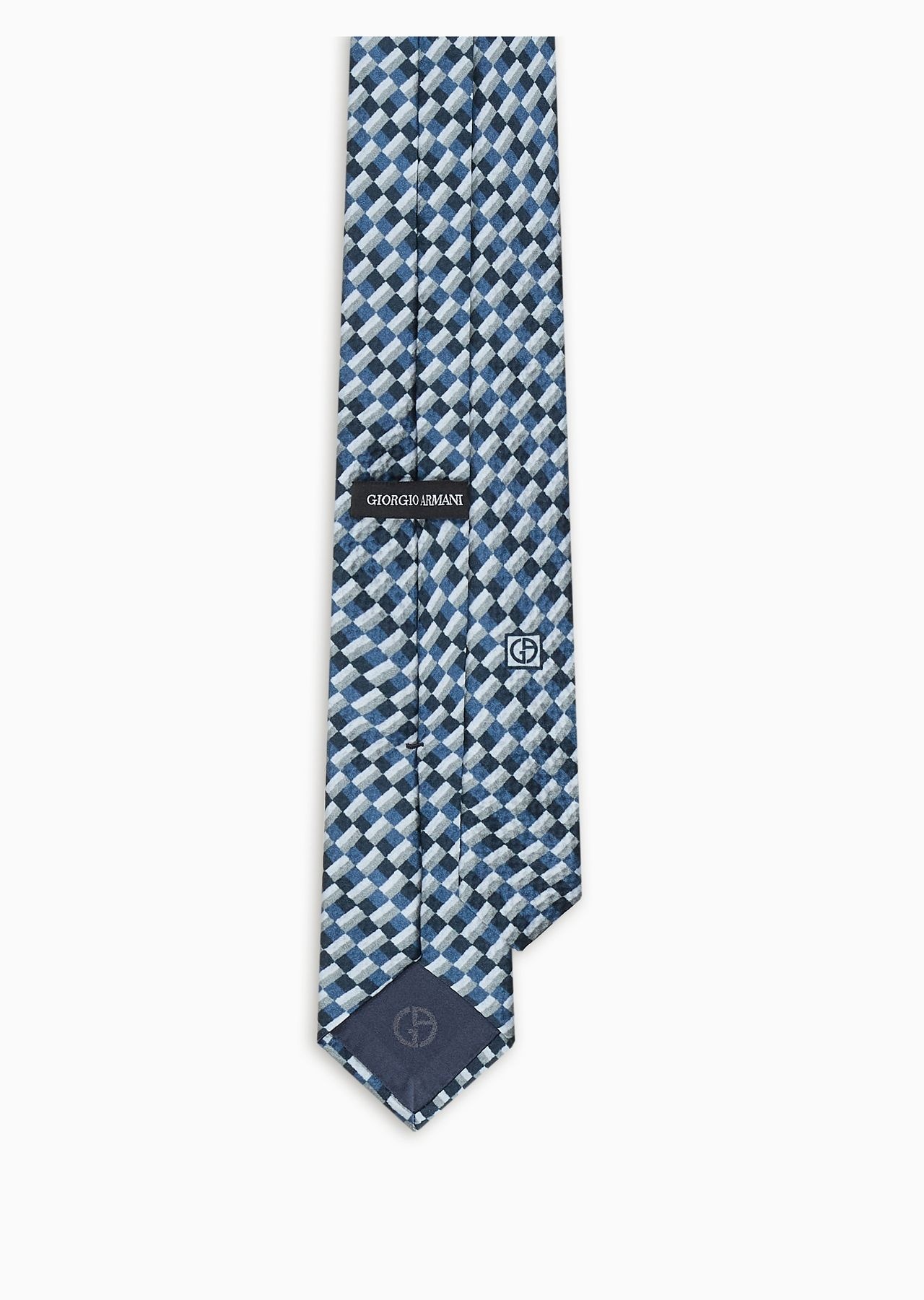 Silk seersucker tie with geometric print - 2