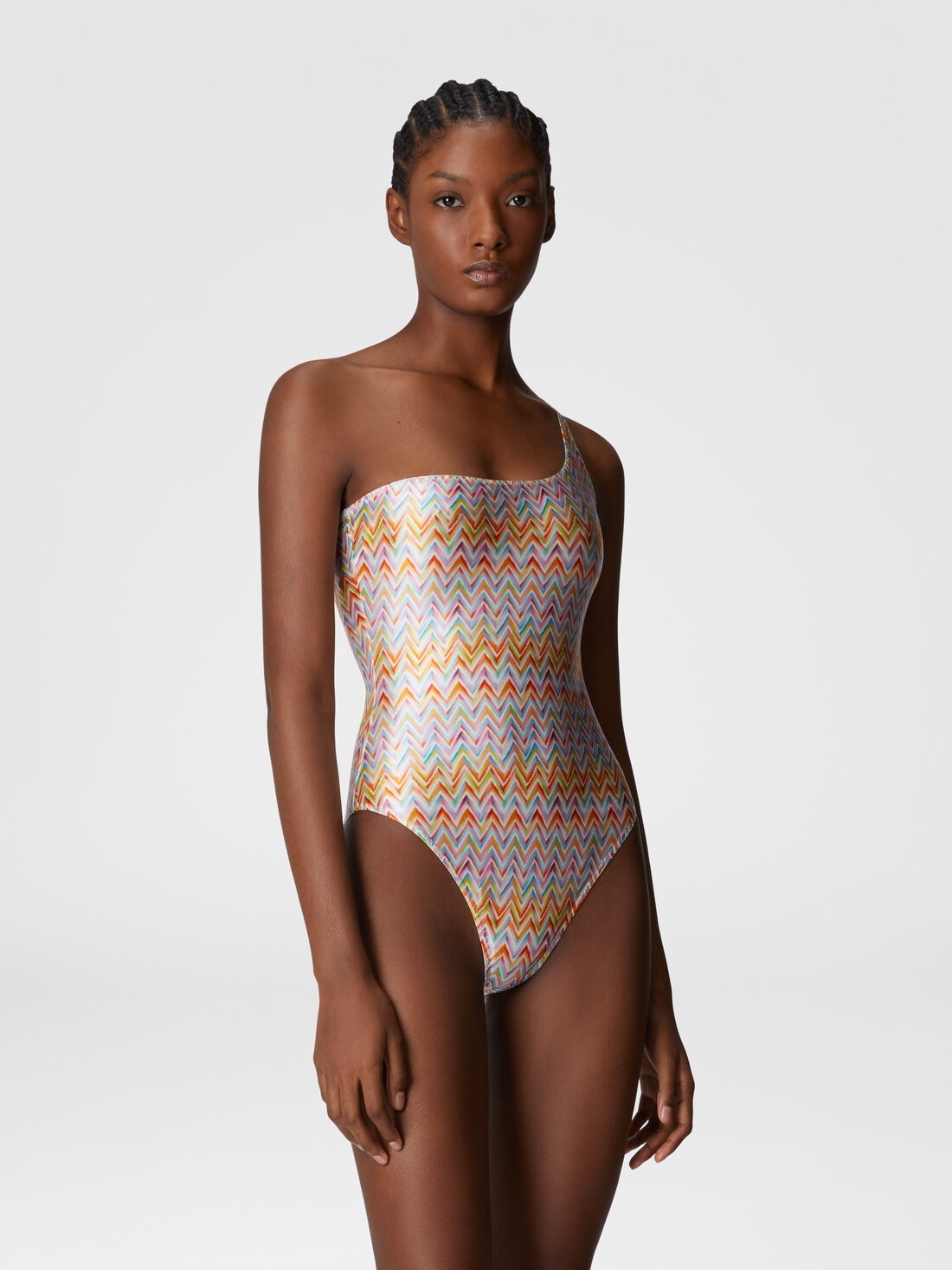 One-shoulder swimsuit in technical fabric - 2