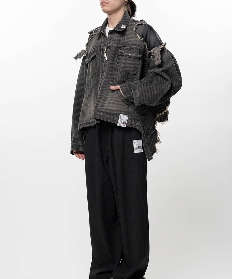 Check Shirt Layered Denim Jacket 4