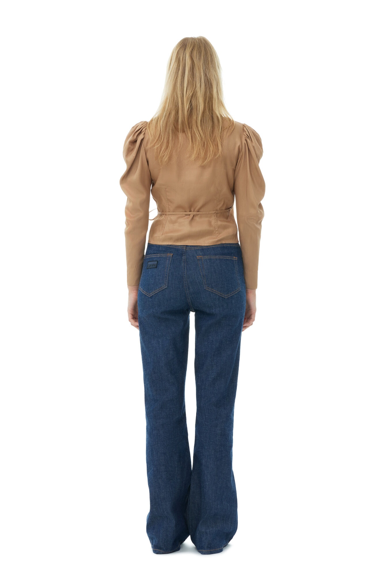 BROWN TWILL WRAP BLOUSE - 6
