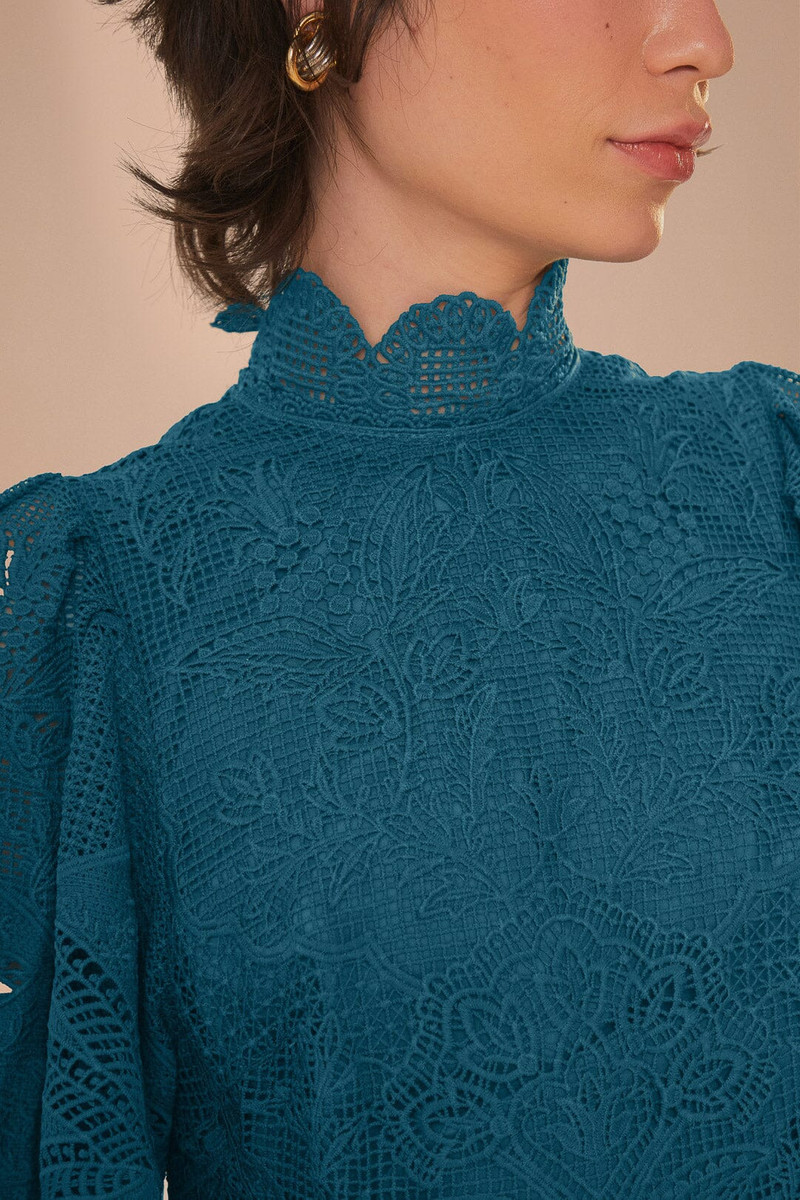 Green Guipire Cut-Out Midi Dress 4