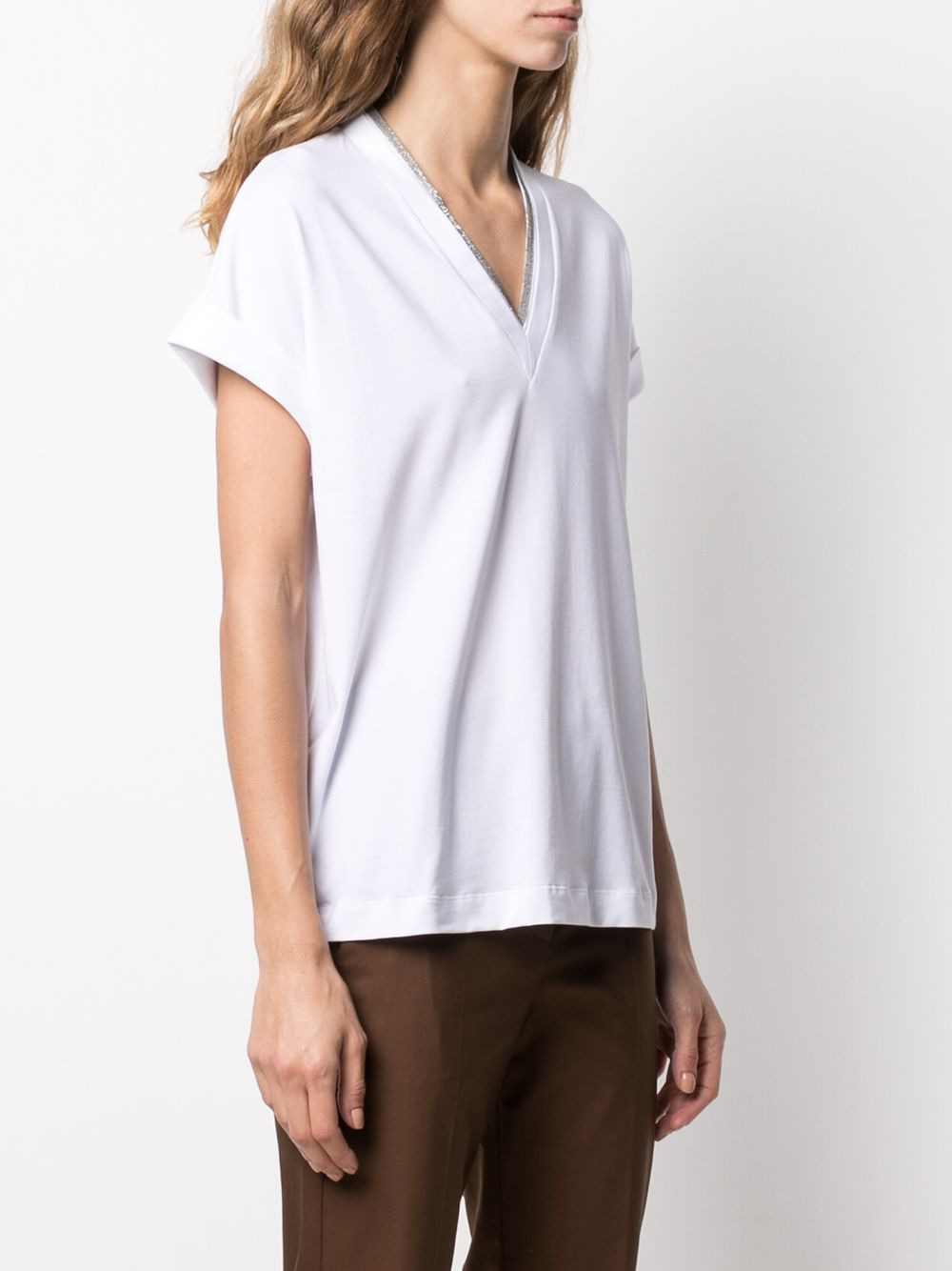 Brunello Cucinelli Women T-Shirt With V-Neck - 3