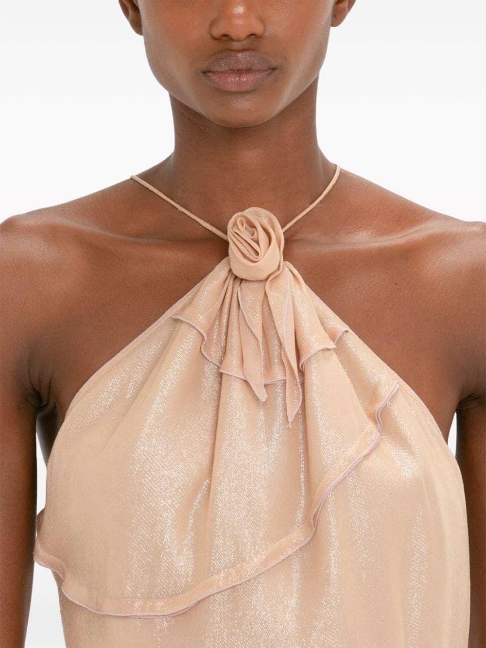 floral-motif lurex top - 6