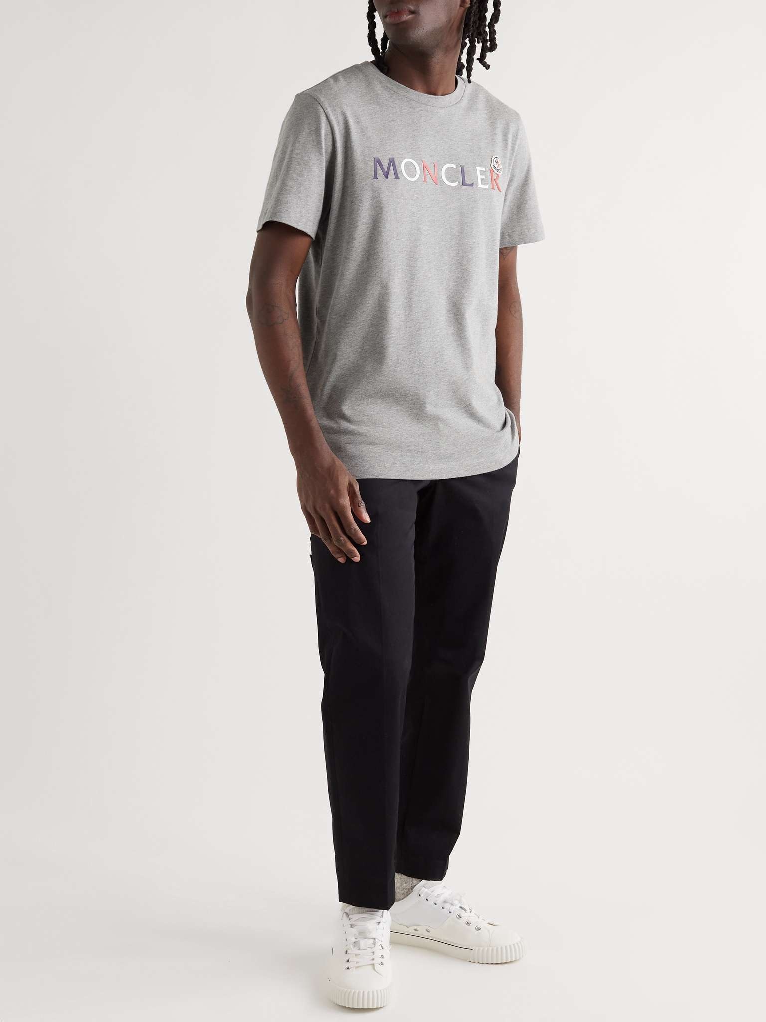 White Logo-print cotton-jersey T-shirt, Moncler