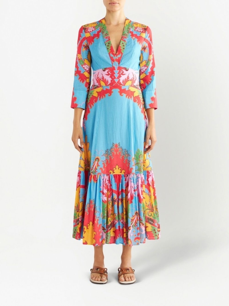 paisley-print flared midi dress - 2