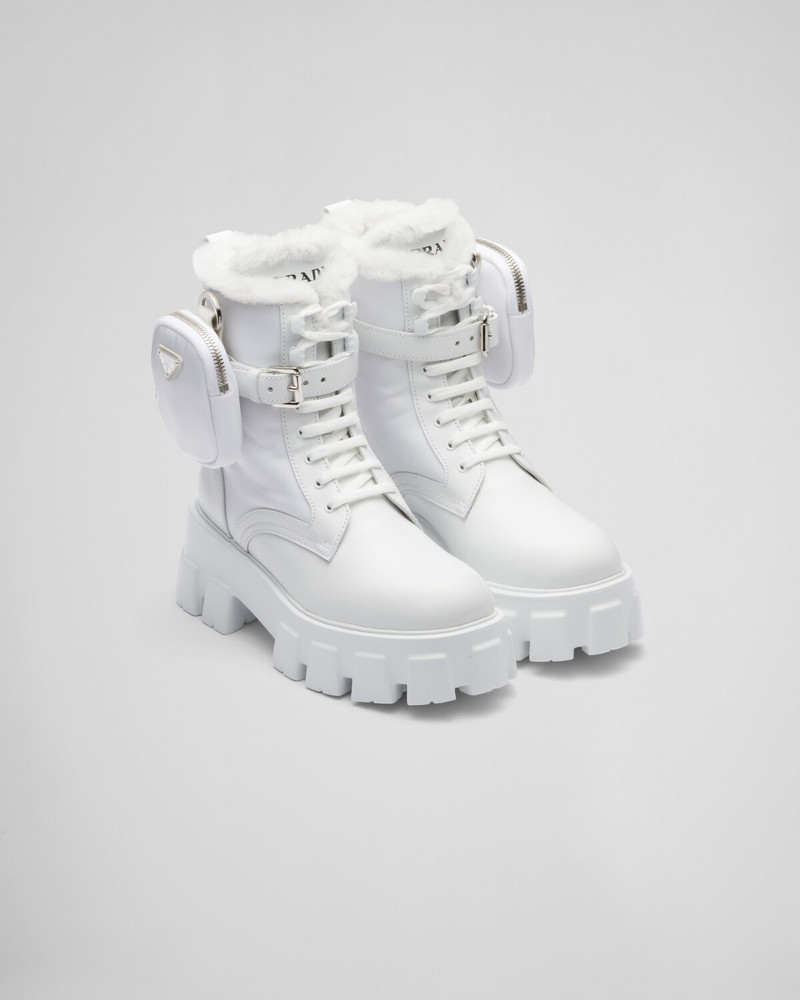 Monolith leather and nylon biker boots - 1